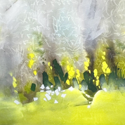 Karin Köpfli-Fehlmann Bremgarten AG: 2025 Frühlingsgruss II, 100 x 180 cm, Acryl und Collage auf Leinwand 