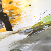 Karin Köpfli-Fehlmann Bremgarten AG: 2021 Goldrausch, 100 x 100 cm, Acryl und Collage auf Leinwand 