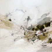 Karin Köpfli-Fehlmann Bremgarten AG: 2025 Laubrascheln, 80 x 80 cm, Acryl und Collage auf Leinwand 