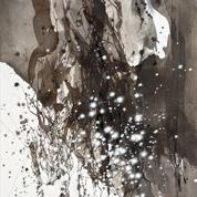 Karin Köpfli-Fehlmann Bremgarten AG: 2025 Myzel, 100 x 70 cm, Pilztinte und Acryl auf Leinwand 