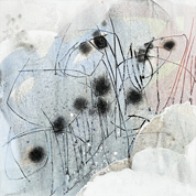 Karin Köpfli-Fehlmann Bremgarten AG: 2025 Tintenwelt XI, 25 x 25 cm, Acryl und Pilztinte auf Holz 