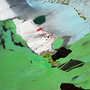 Karin Köpfli-Fehlmann Bremgarten AG: 2025 Zur Lichtung, 50 x 50 cm, Acryl und Collage auf Leinwand 